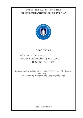 Giáo Trình Luật Kinh Tế Cho Ngành Quản Trị Bán Hàng Cao Đẳng