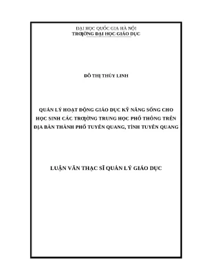 Quản lý giáo dục kỹ năng sống cho học sinh trung học phổ