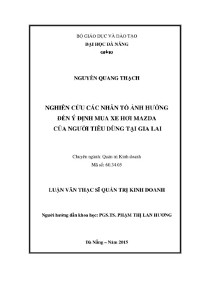 Nhân Tố Ảnh Hưởng Đến Ý Định Mua Xe Mazda Tại Gia Lai