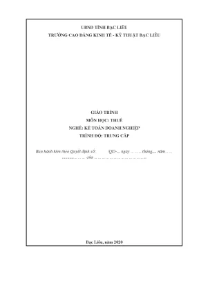 Giáo Trình Thuế Kế Toán Doanh Nghiệp Trung Cấp Bạc Liêu