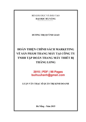 Luận văn Marketing: Chính sách cho sản phẩm thang máy