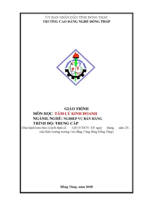 Giáo Trình Tâm Lý Kinh Doanh Ngành Bán Hàng Trung Cấp