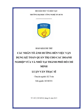 Vận dụng Kế toán quản trị trong DNVVN tại TP.HCM