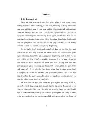 Quản lý nhà nước về giảm nghèo bền vững tại huyện Na Rì,