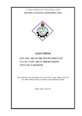 Giáo Trình Quản Trị Nguồn Nhân Lực Ngành Bán Hàng Cao Đẳng