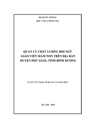 Biện Pháp Quản Lý Chất Lượng Đội Ngũ Giáo Viên Mầm Non