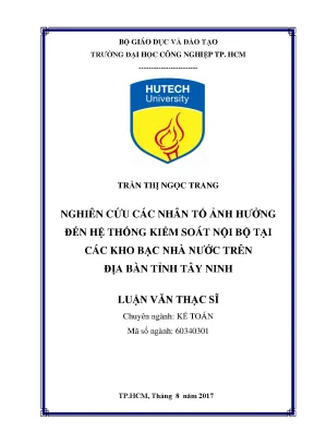 Nghiên cứu các yếu tố ảnh hưởng đến kiểm soát nội bộ tại