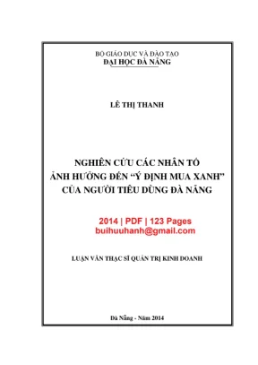Luận văn: Các nhân tố ảnh hưởng ý định mua xanh