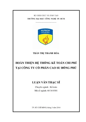 Hoàn thiện hệ thống kế toán chi phí tại Công ty Cao Su