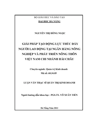 Luận văn: Tạo động lực nhân viên Agribank Hải Châu