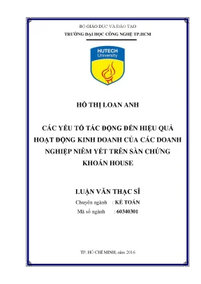 Các yếu tố ảnh hưởng đến hiệu quả kinh doanh của doanh