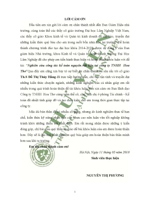 Nghiên cứu kế toán nguyên vật liệu tại công ty TNHH Hoa Thơ