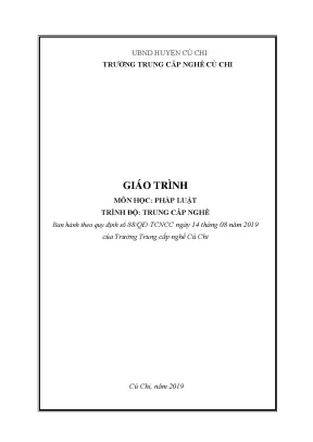 Giáo Trình Pháp Luật Trung Cấp Nghề Củ Chi