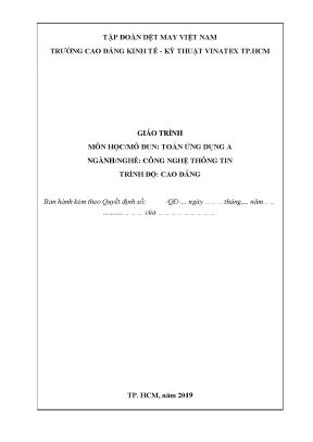 Giáo Trình Toán Ứng Dụng A cho Sinh Viên Công Nghệ Thông Tin