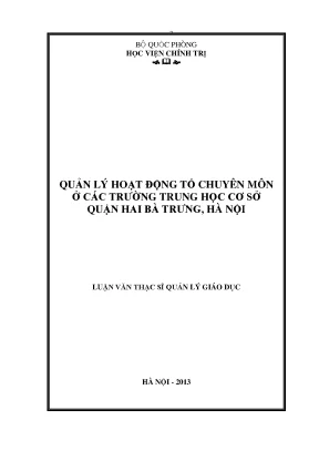 Quản lý hoạt động tổ chuyên môn tại trường THCS Quận Hai