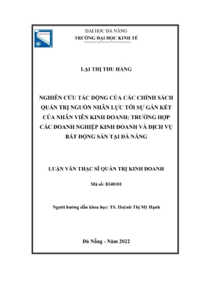 Luận văn: Chính sách nhân lực & gắn kết nhân viên BĐS
