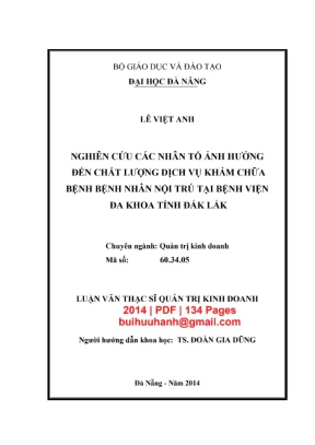 Luận văn: Chất lượng dịch vụ bệnh viện Đắk Lắk
