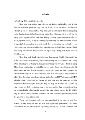 Phát Triển Cho Vay Tiêu Dùng Cá Nhân Tại BIDV Bắc Quảng Bình