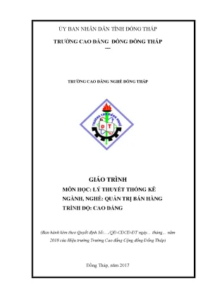 Giáo Trình Lý Thuyết Thống Kê Cho Ngành Quản Trị Bán Hàng