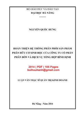 Luận văn: Hoàn thiện hệ thống phân phối phân hữu cơ