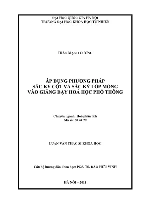 Ứng dụng sắc ký cột và lớp mỏng trong giảng dạy hóa học