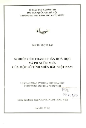 Nghiên cứu thành phần hóa học và pH nước mưa tại miền