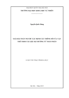 Giải Bài Toán Ngược Xác Định Thông Số Vật Thể Từ Tài 