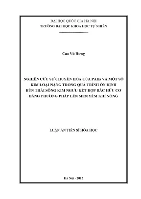 Nghiên cứu chuyển hóa PAHs và kim loại nặng trong bùn