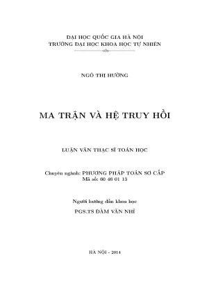 Nghiên cứu về Ma Trận và Hệ Truy Hồi trong Toán Học