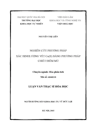 Nghiên cứu phương pháp chiết điểm mù xác định lượng vết