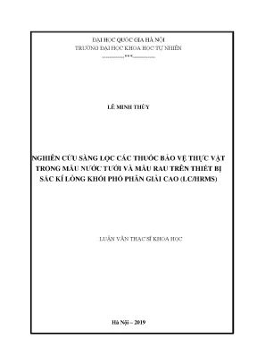 Nghiên cứu sàng lọc thuốc bảo vệ thực vật trong nước