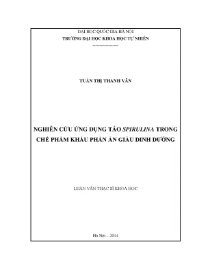Nghiên cứu ứng dụng tảo Spirulina trong chế phẩm dinh dưỡng