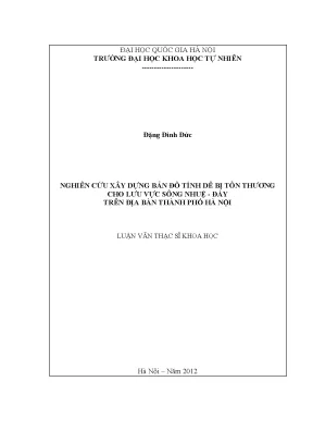 Bản đồ tính dễ bị tổn thương cho lưu vực sông Nhuệ - Đáy