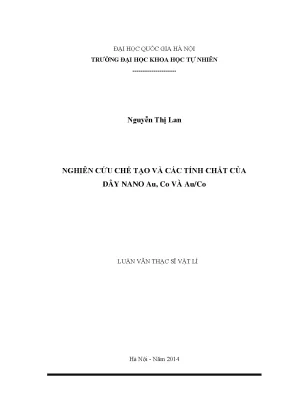 Nghiên cứu chế tạo và tính chất dây nano Au, Co và Au/Co
