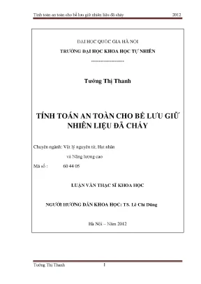 Tính Toán An Toàn Bể Lưu Giữ Nhiên Liệu Đã Cháy Tại Lò 