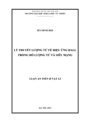 Nghiên cứu lý thuyết lượng tử về hiệu ứng Hall trong hố 