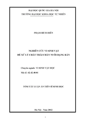 Nghiên cứu vi sinh vật trong xử lý chất thải chăn nuôi