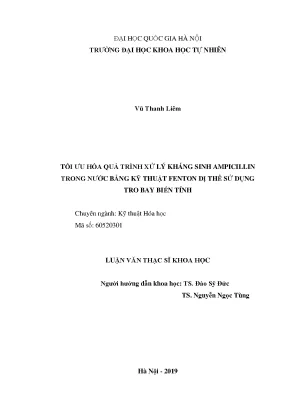 Tối ưu hóa xử lý kháng sinh ampicillin trong nước bằng