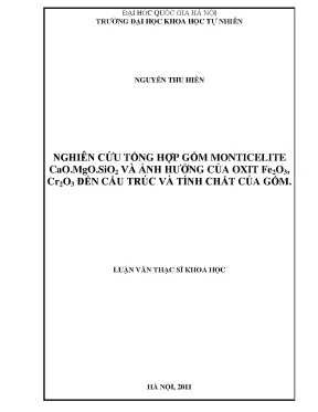 Nghiên cứu gốm Monticelite: Tác động của oxit Fe2O3 và