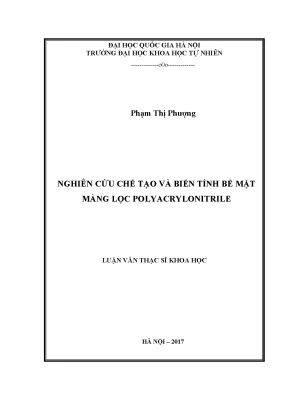 Nghiên cứu chế tạo và biến tính bề mặt màng lọc