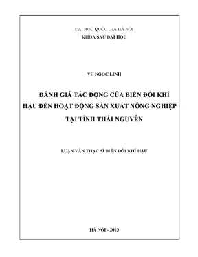 Đánh Giá Tác Động Biến Đổi Khí Hậu Đến Nông Nghiệp Tỉnh