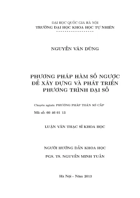 Phương Pháp Hàm Số Ngược Trong Xây Dựng Phương Trình Đại Số