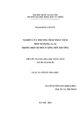 Nghiên cứu phương pháp phân tích As và Se trong môi trường