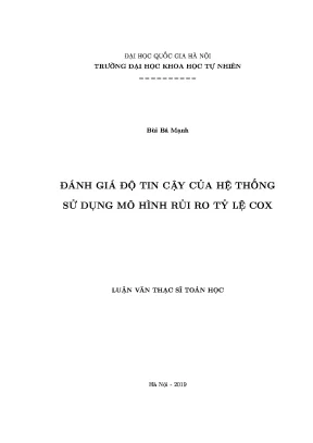 Đánh giá độ tin cậy hệ thống với mô hình rủi ro tỷ lệ Cox