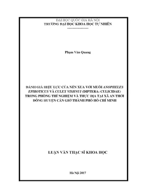 Đánh Giá Hiệu Lực Nến Xua Muỗi Anopheles Epiroticus và