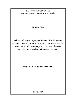 Đánh giá sử dụng đất và biến động đất đai huyện Chơn 