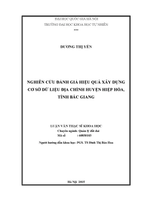 Đánh Giá Hiệu Quả Xây Dựng Cơ Sở Dữ Liệu Địa Chính Huyện