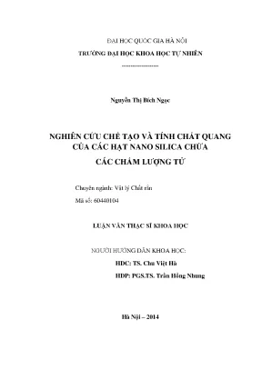 Nghiên cứu chế tạo hạt nano silica chứa chấm lượng tử và