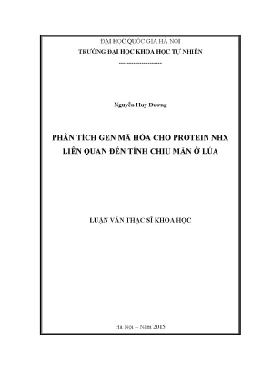 Phân Tích Gen Mã Hóa Protein NHX Liên Quan Đến Tính Chịu