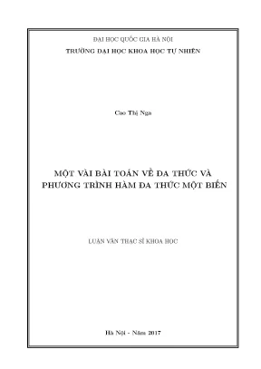 Bài Toán Đa Thức và Phương Trình Hàm Đa Thức Một Biến